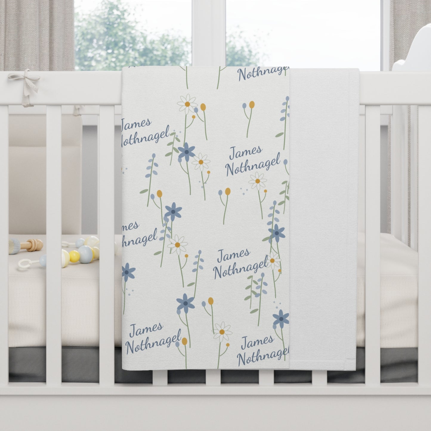 Soft Fleece Baby Blanket (Cornflower White)