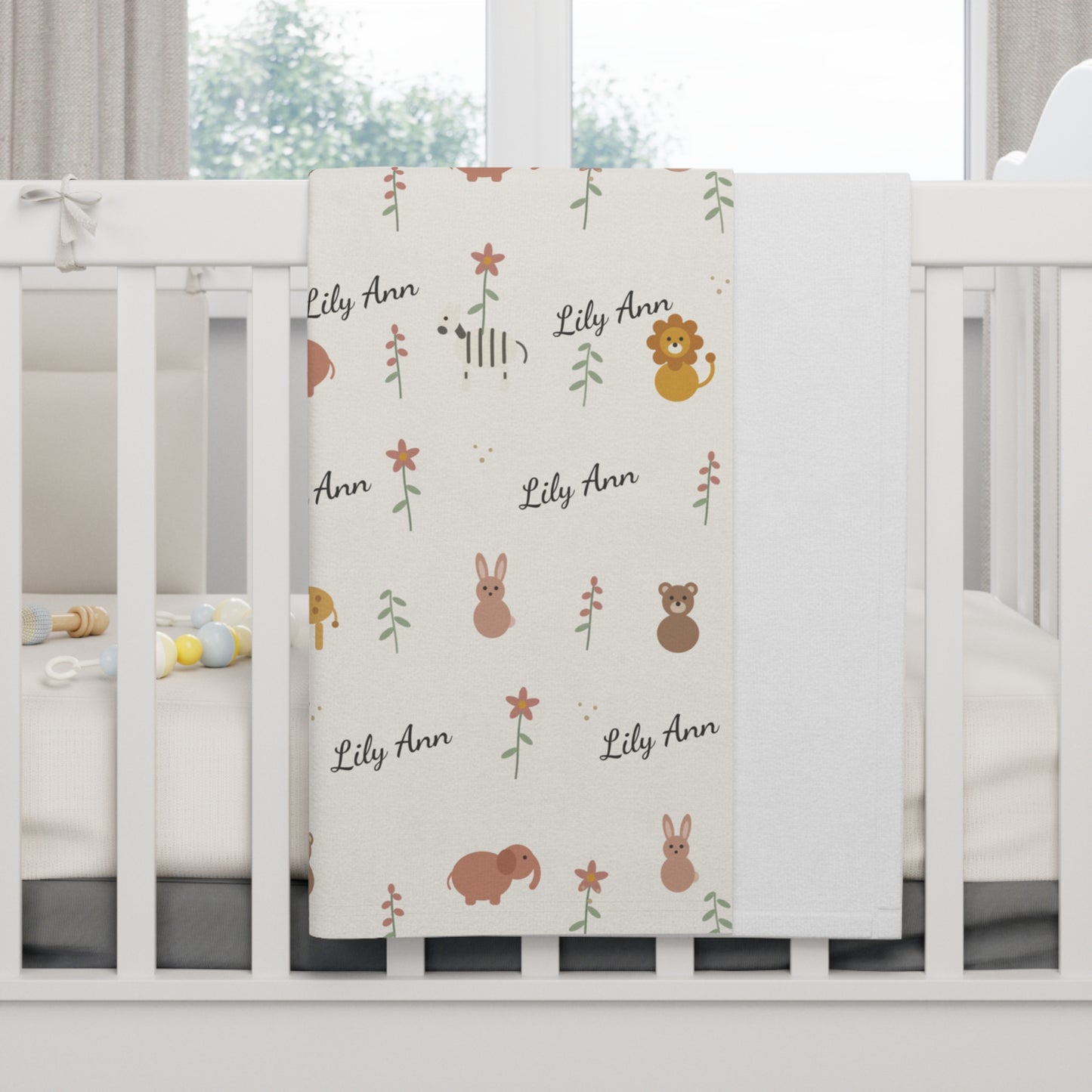Soft Fleece Baby Blanket (Cream Safari)