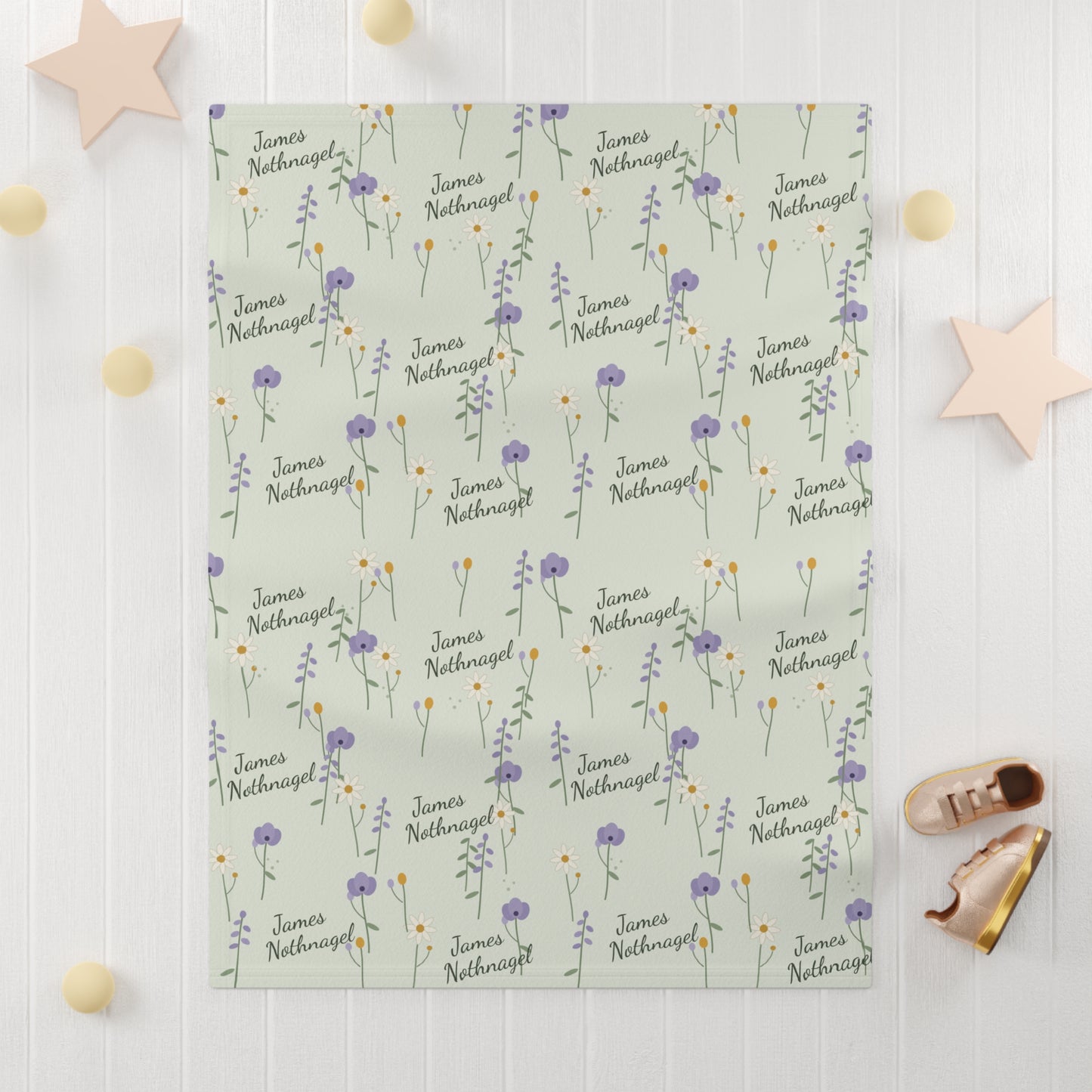 Soft Fleece Baby Blanket (Daisy Sage)