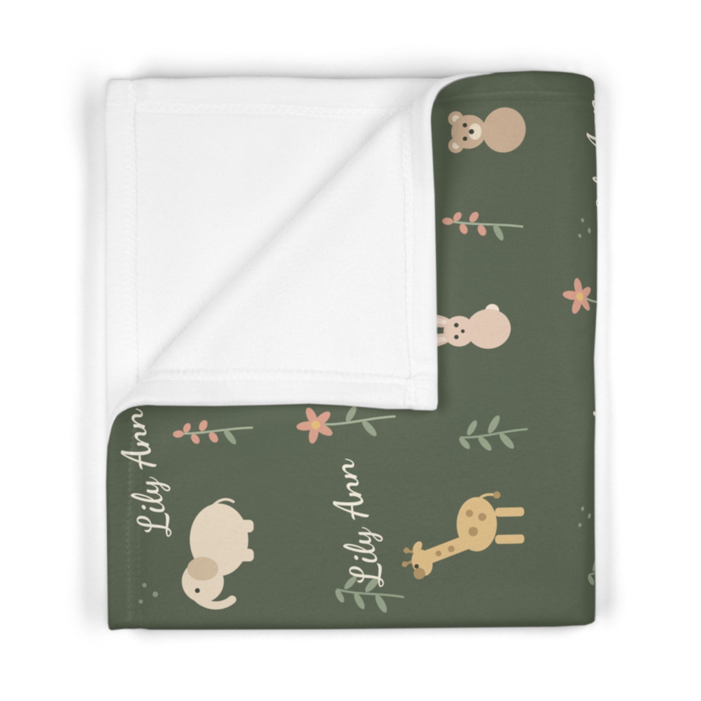 Soft Fleece Baby Blanket (Dark Sage Safari)