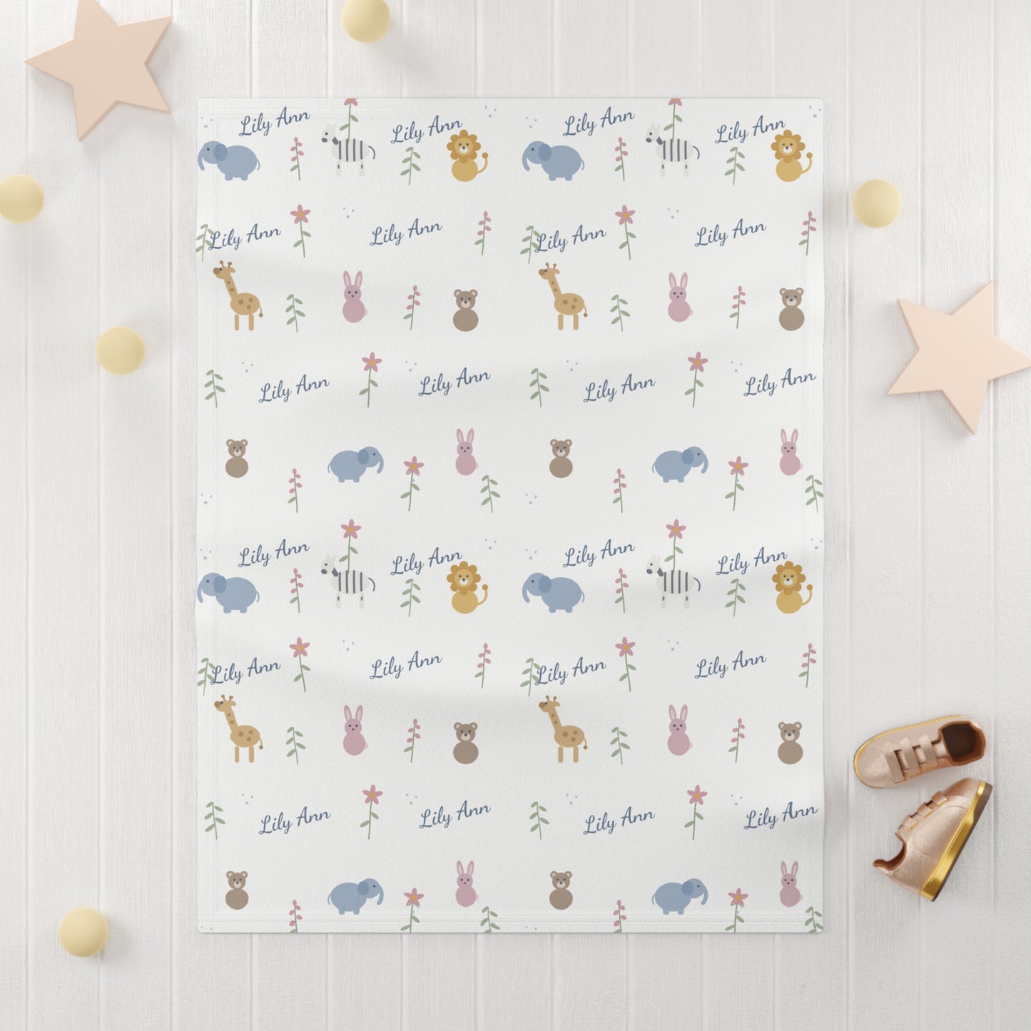 Soft Fleece Baby Blanket (white safari)