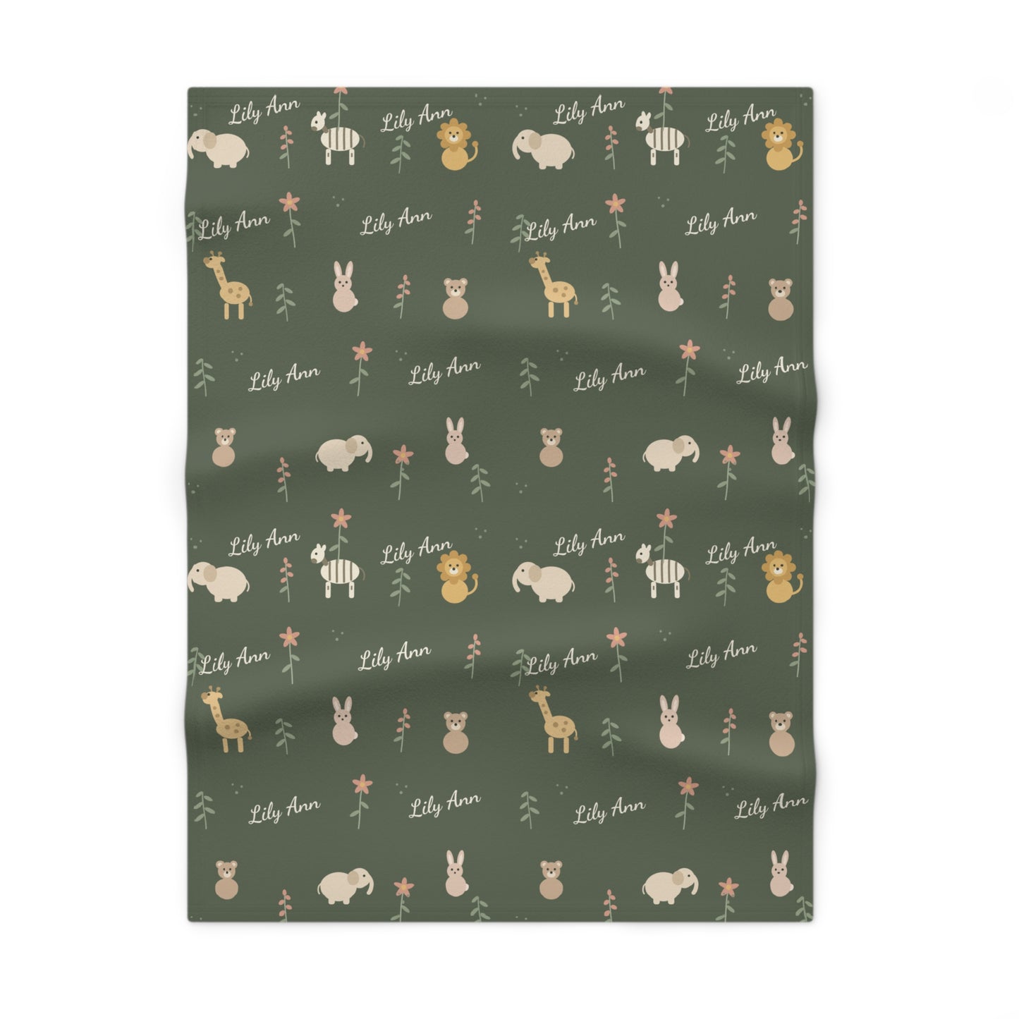 Soft Fleece Baby Blanket (Dark Sage Safari)