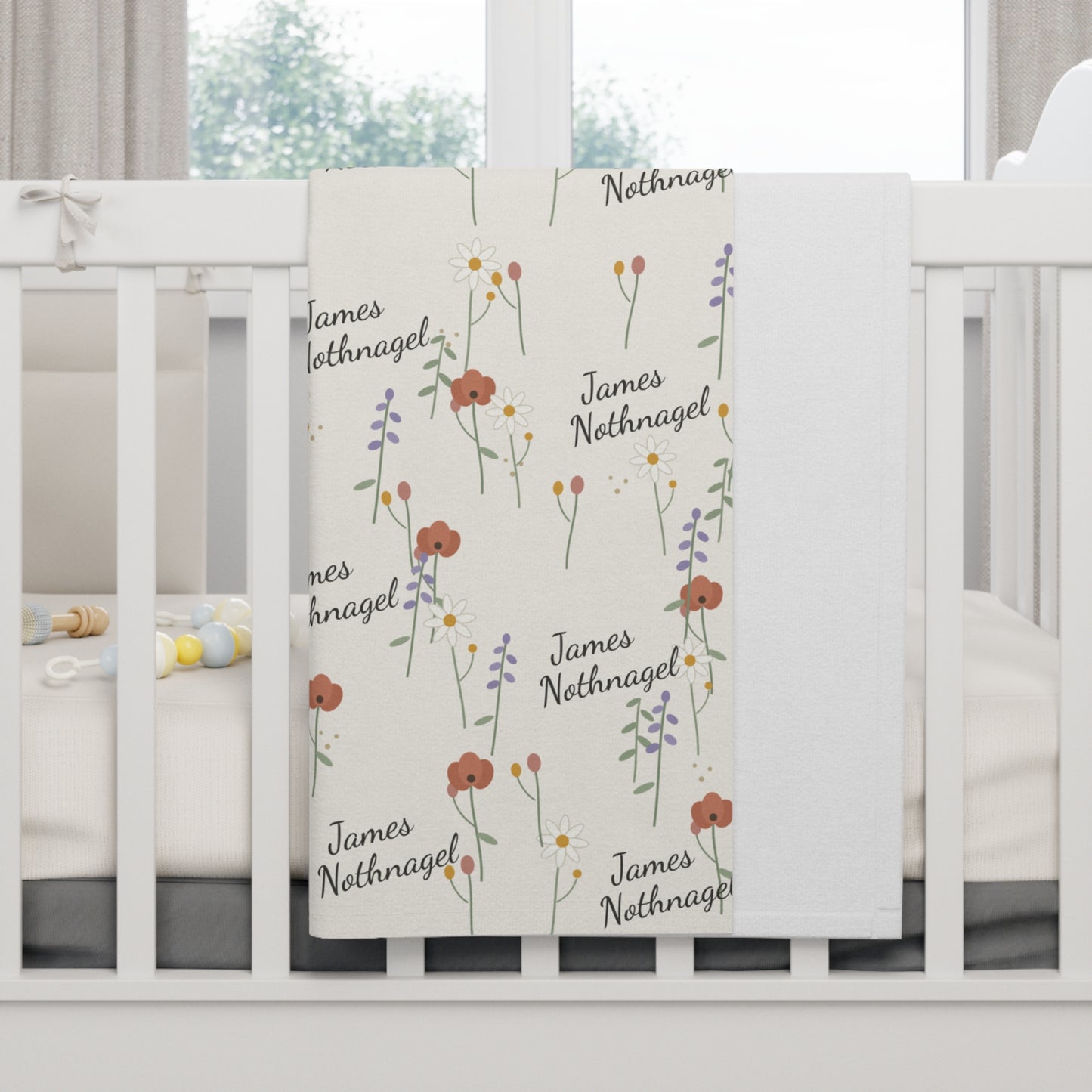 Soft Fleece Baby Blanket (Wildflower Cream)