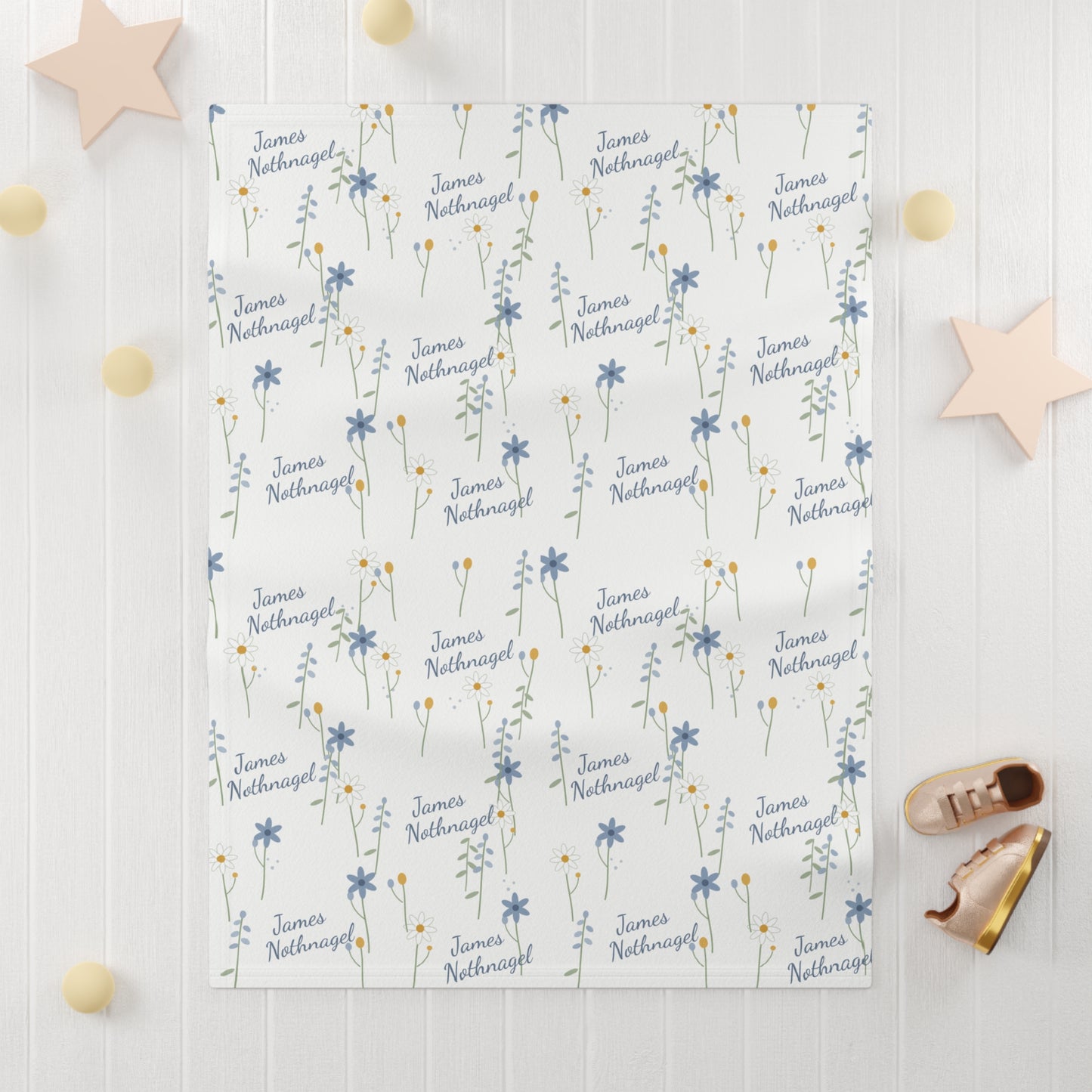 Soft Fleece Baby Blanket (Cornflower White)