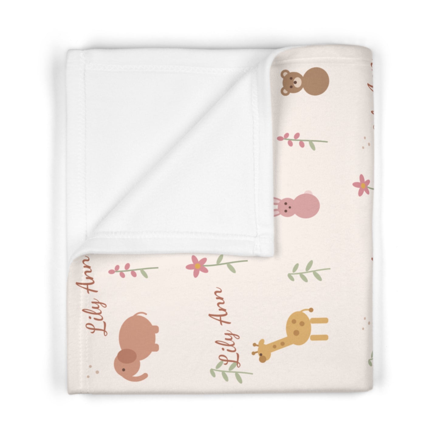 Soft Fleece Baby Blanket (Blush Safari)