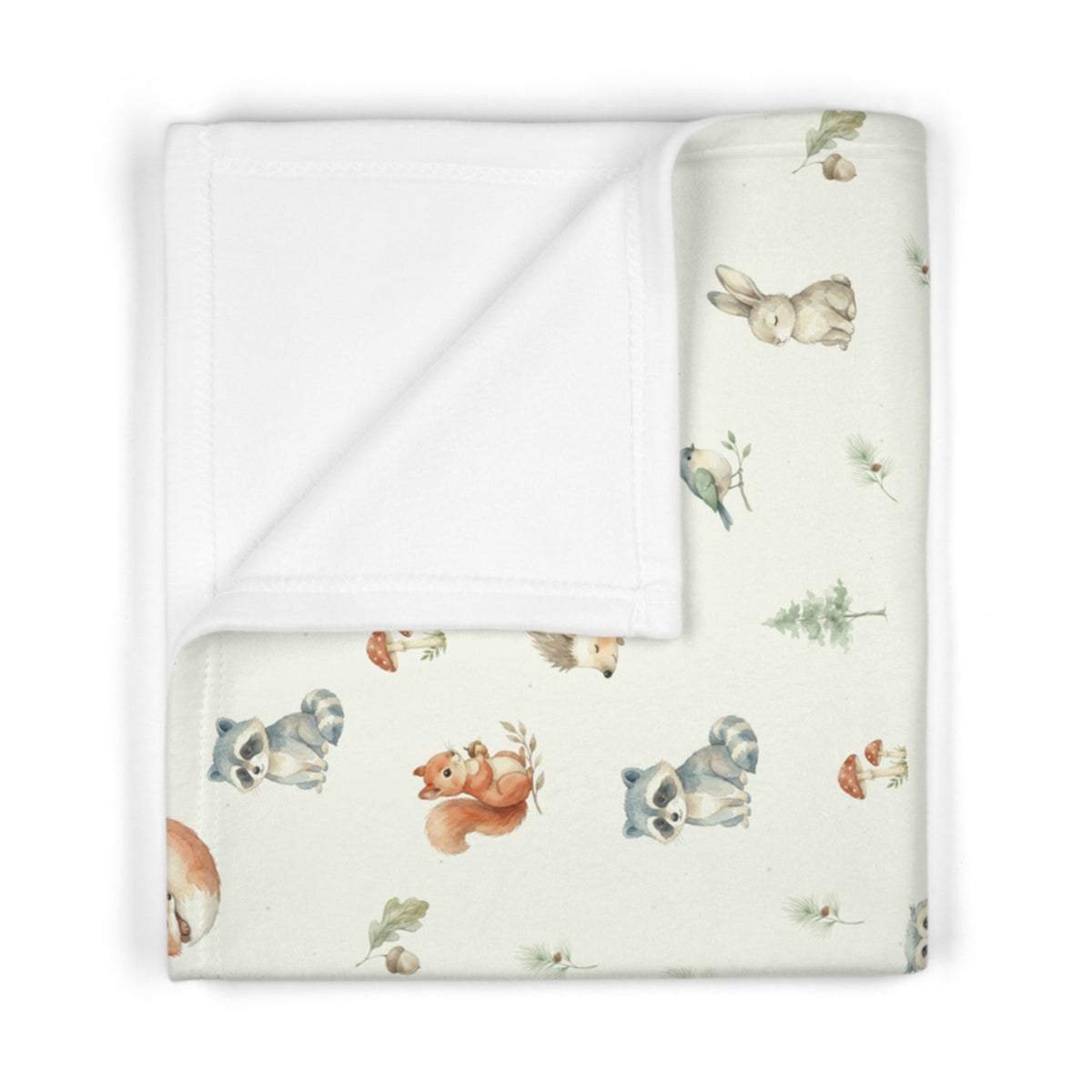 Fleece Baby Blanket (Green Woodlands with Personalized Patch)