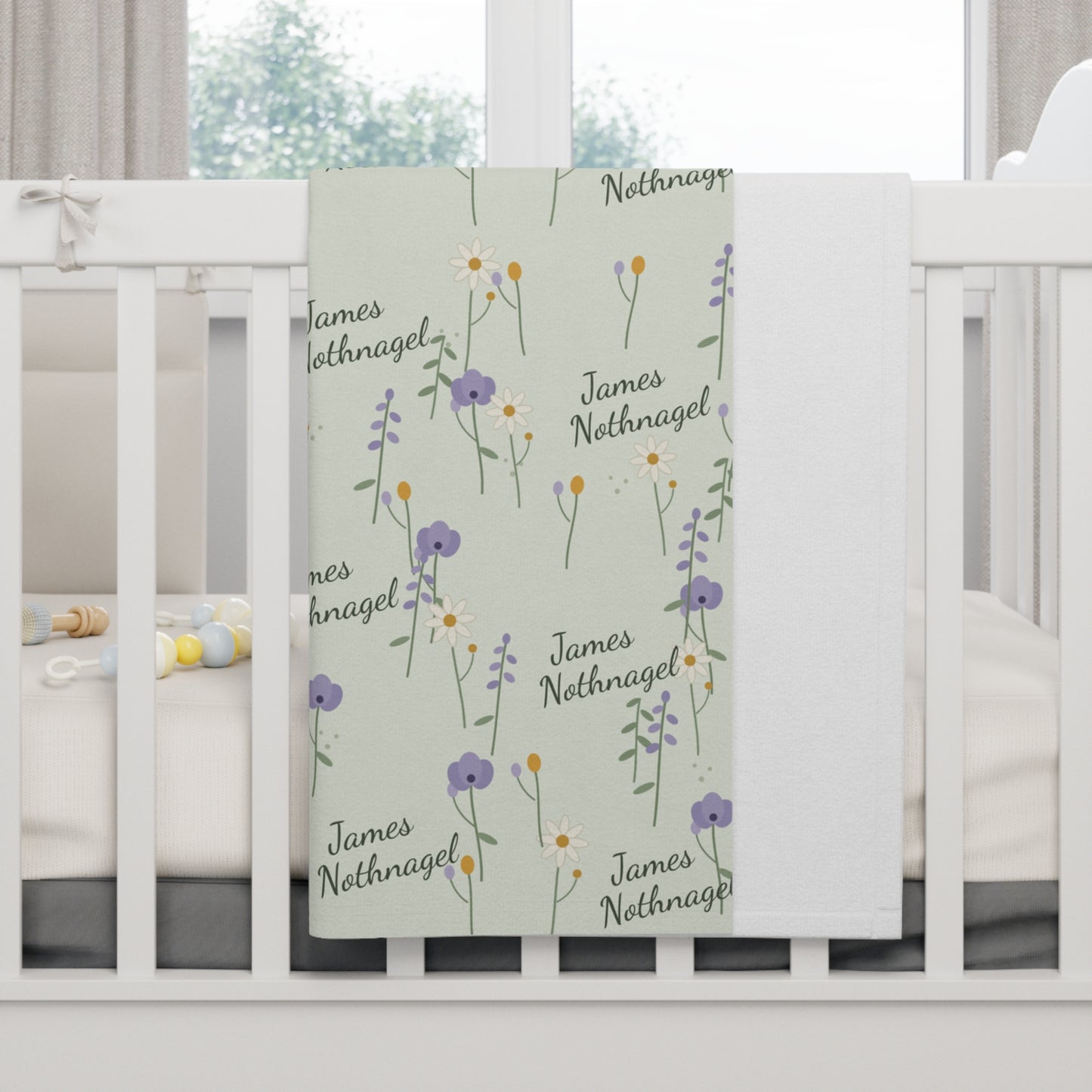 Soft Fleece Baby Blanket (Daisy Sage)