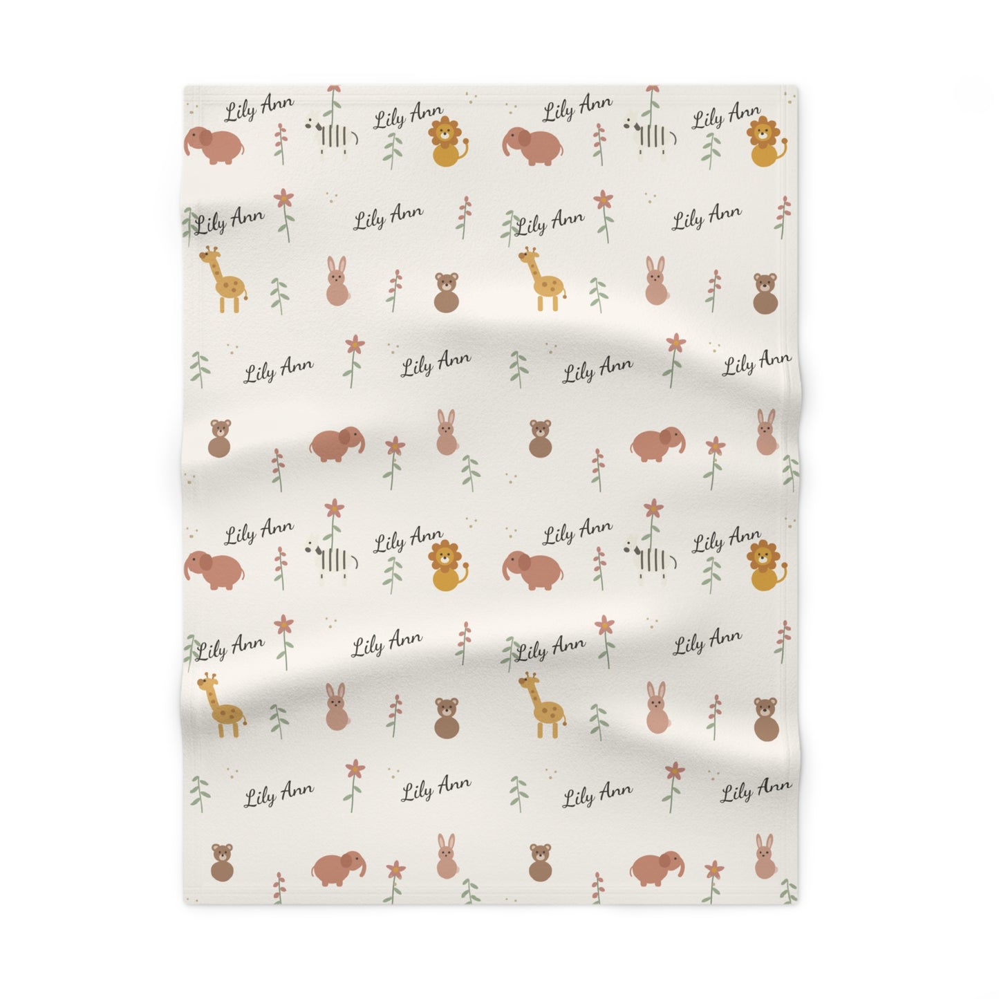 Soft Fleece Baby Blanket (Cream Safari)