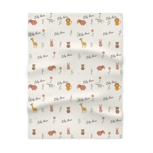 Soft Fleece Baby Blanket (Cream Safari)