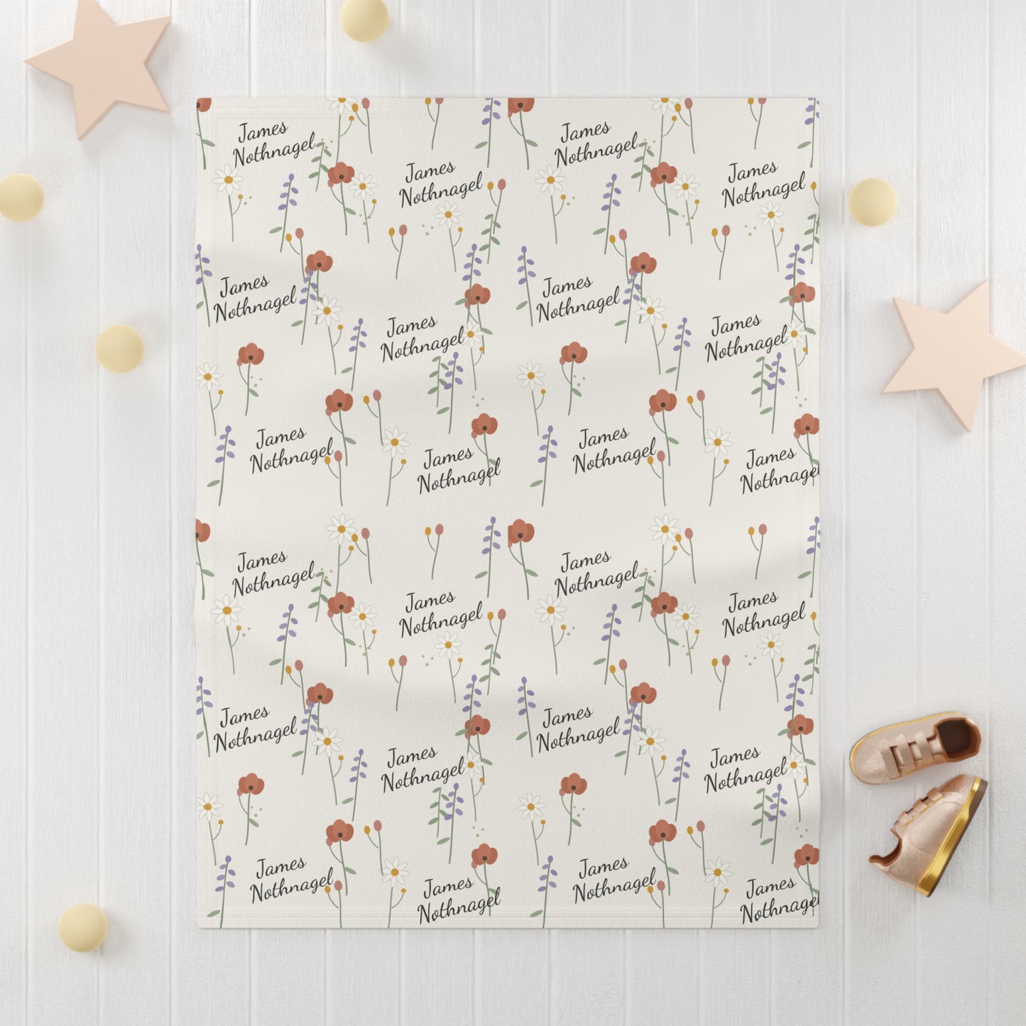 Soft Fleece Baby Blanket (Wildflower Cream)