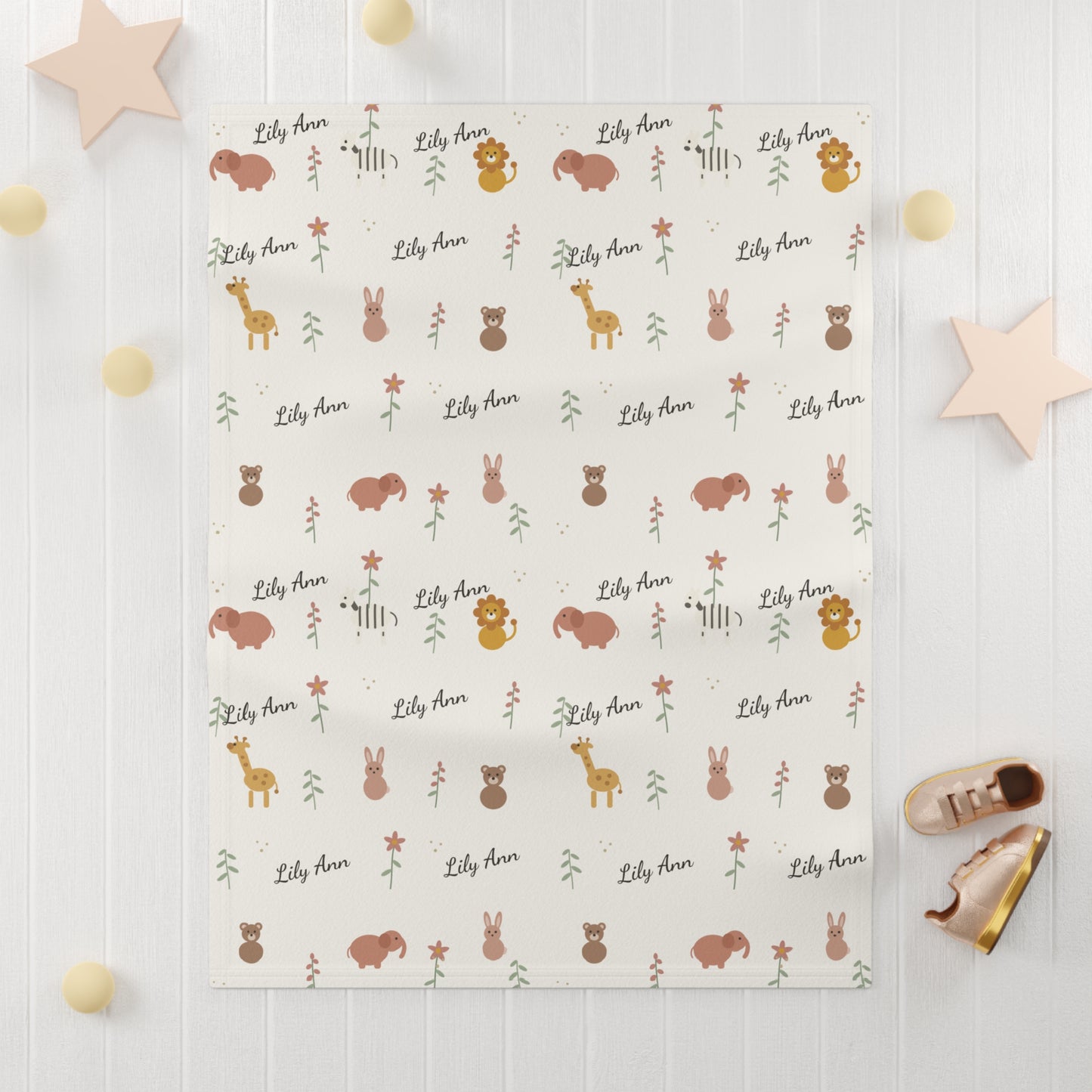 Soft Fleece Baby Blanket (Cream Safari)