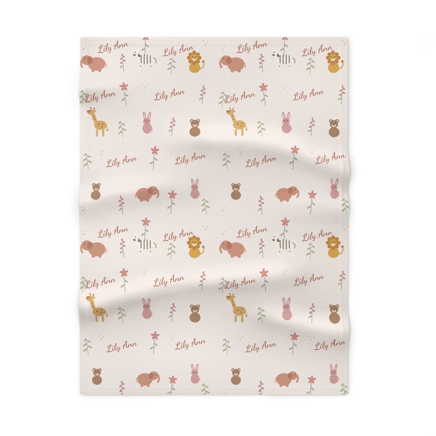 Soft Fleece Baby Blanket (Blush Safari)