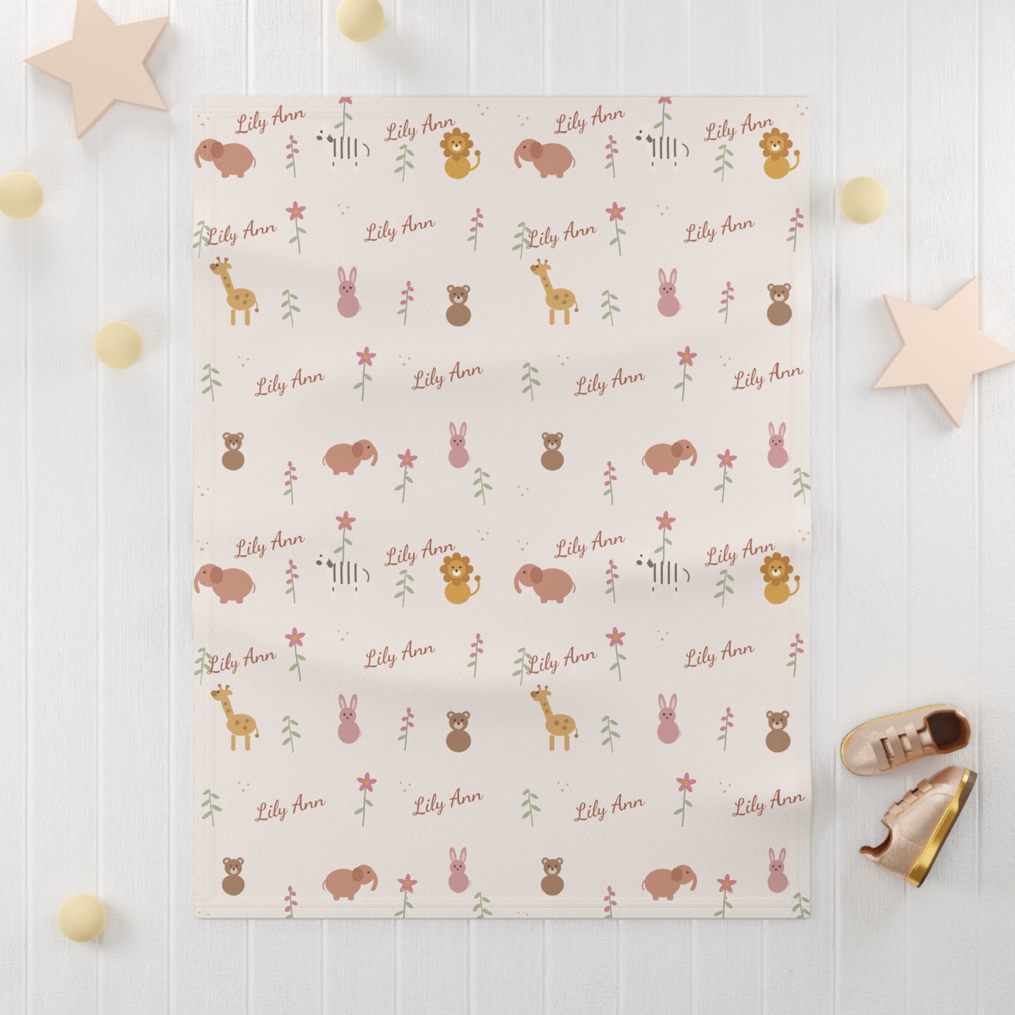 Soft Fleece Baby Blanket (Blush Safari)