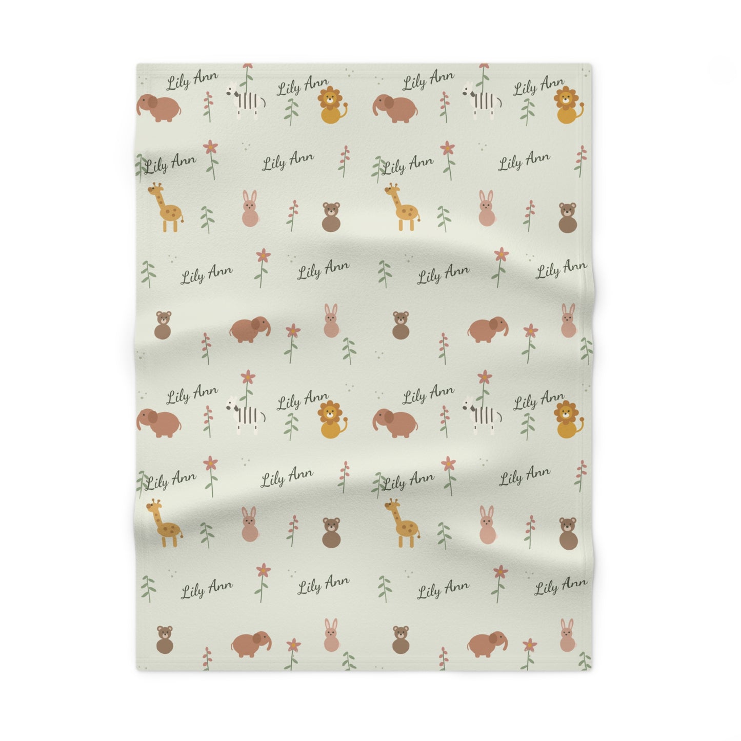 Soft Fleece Baby Blanket (Sage Safari)