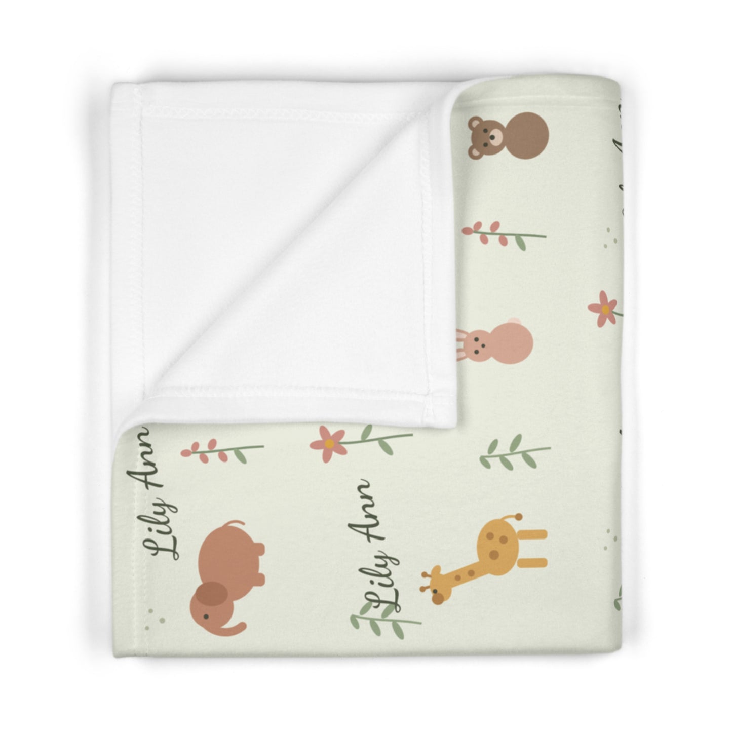 Soft Fleece Baby Blanket (Sage Safari)