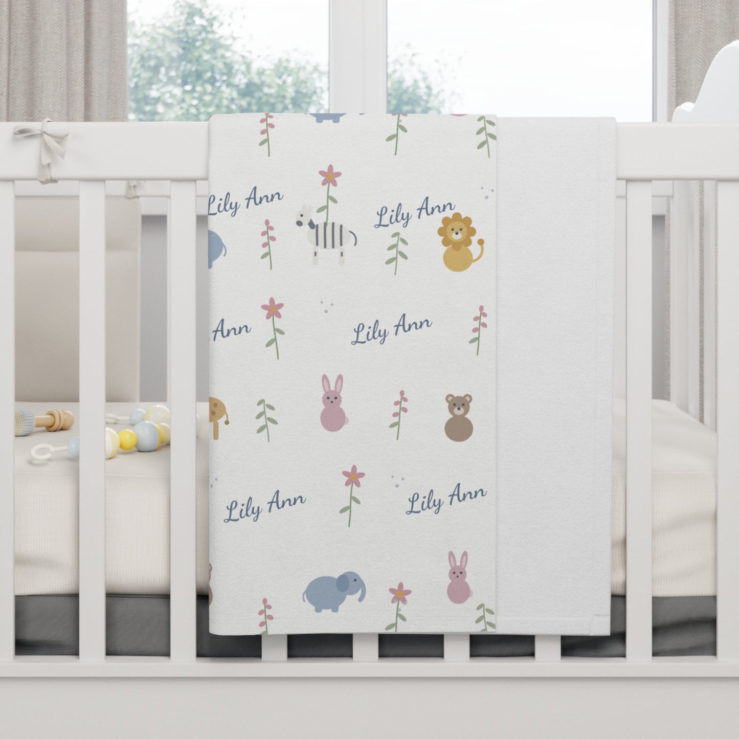 Soft Fleece Baby Blanket (white safari)