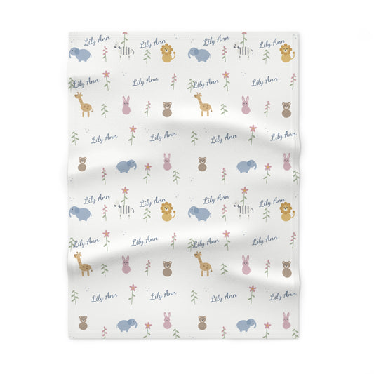 Soft Fleece Baby Blanket (white safari)