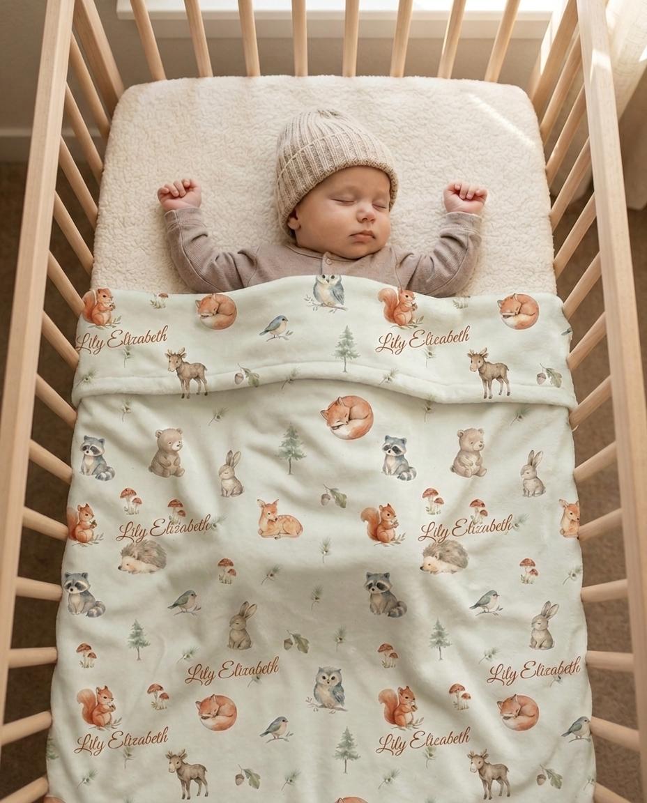 Woodland forest name blanket - view 8