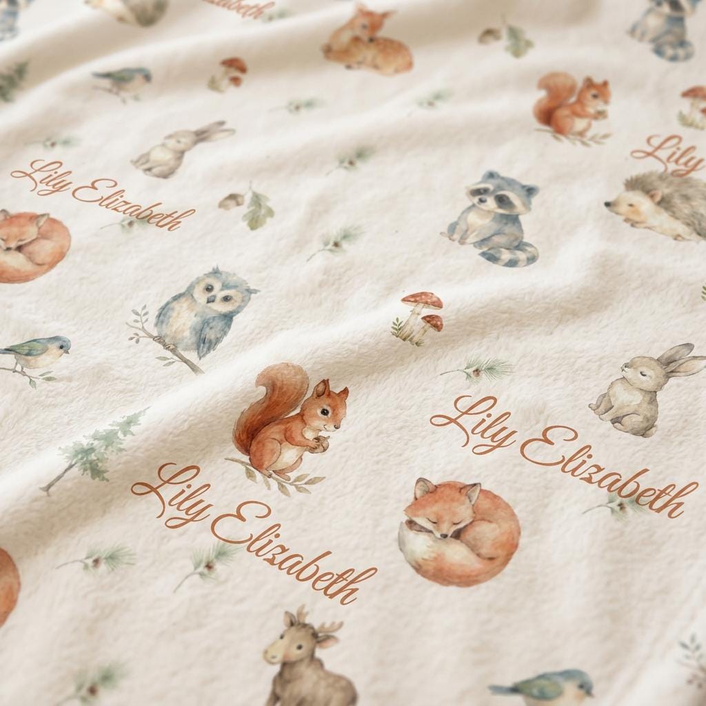 Woodland forest name blanket - view 10