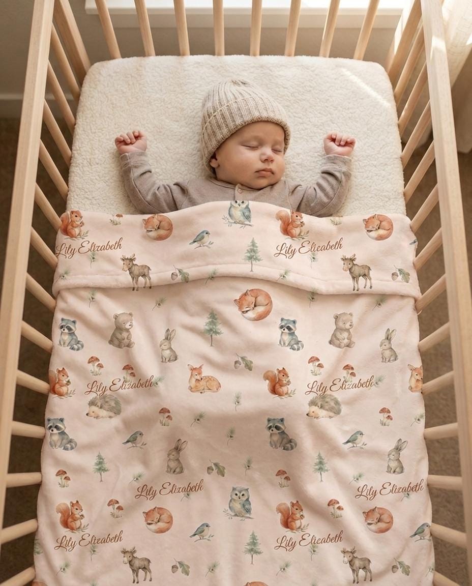 Woodland forest name blanket - view 3