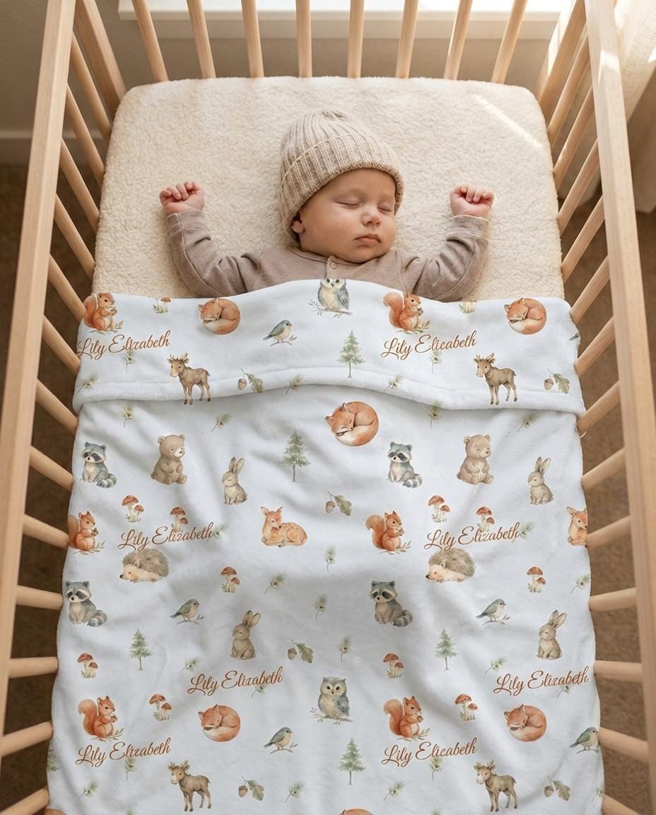 Woodland forest name blanket - view 5