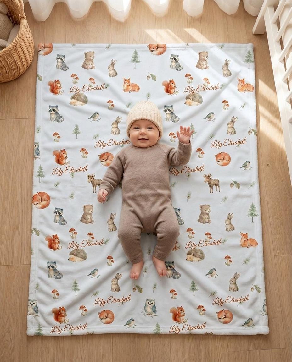 Woodland forest name blanket - view 6