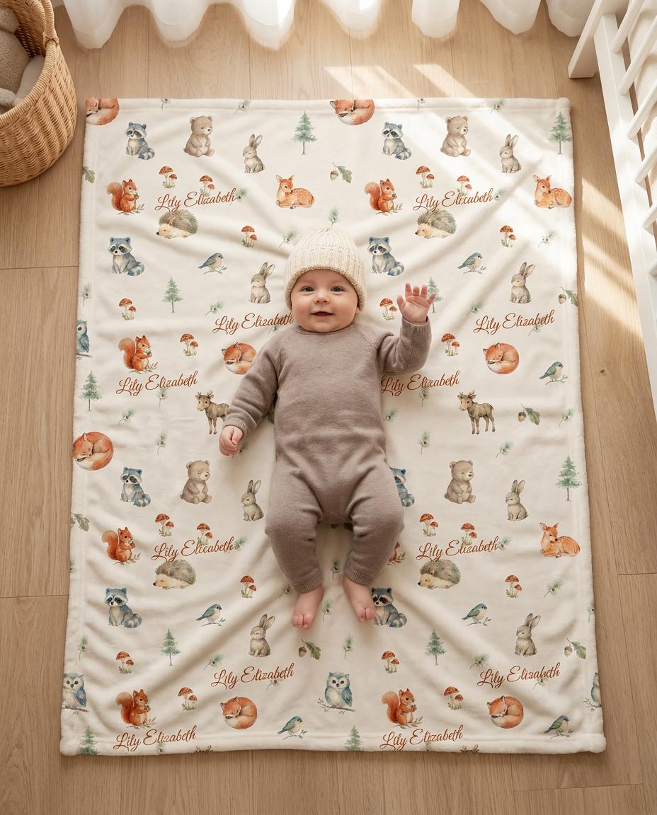 Woodland forest name blanket - view 2