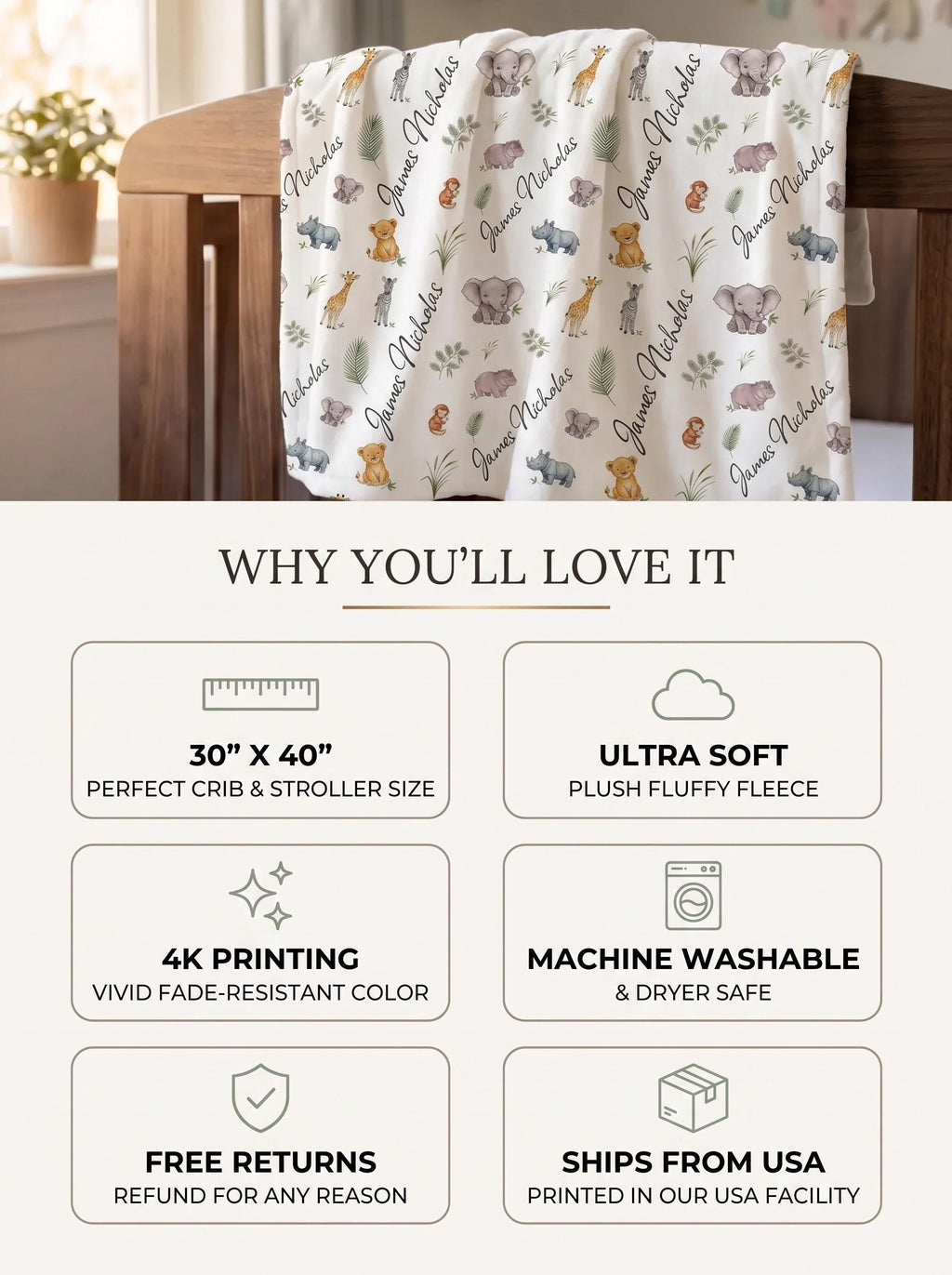 Safari name blanket - view 3