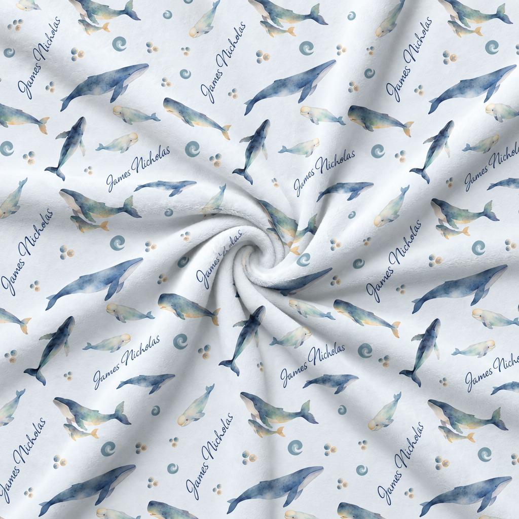 Ocean white whale name blanket - view 6