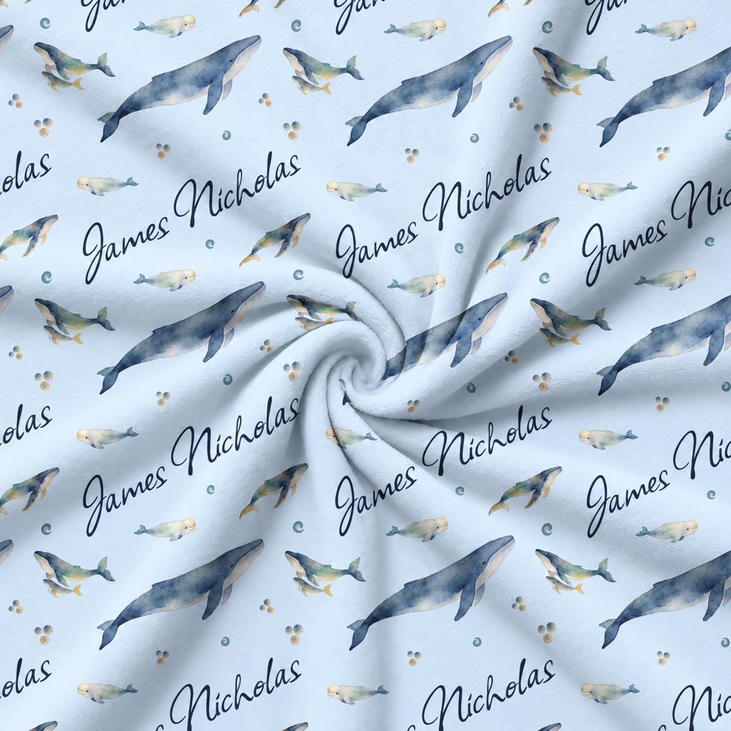 Ocean blue whale name blanket - view 9