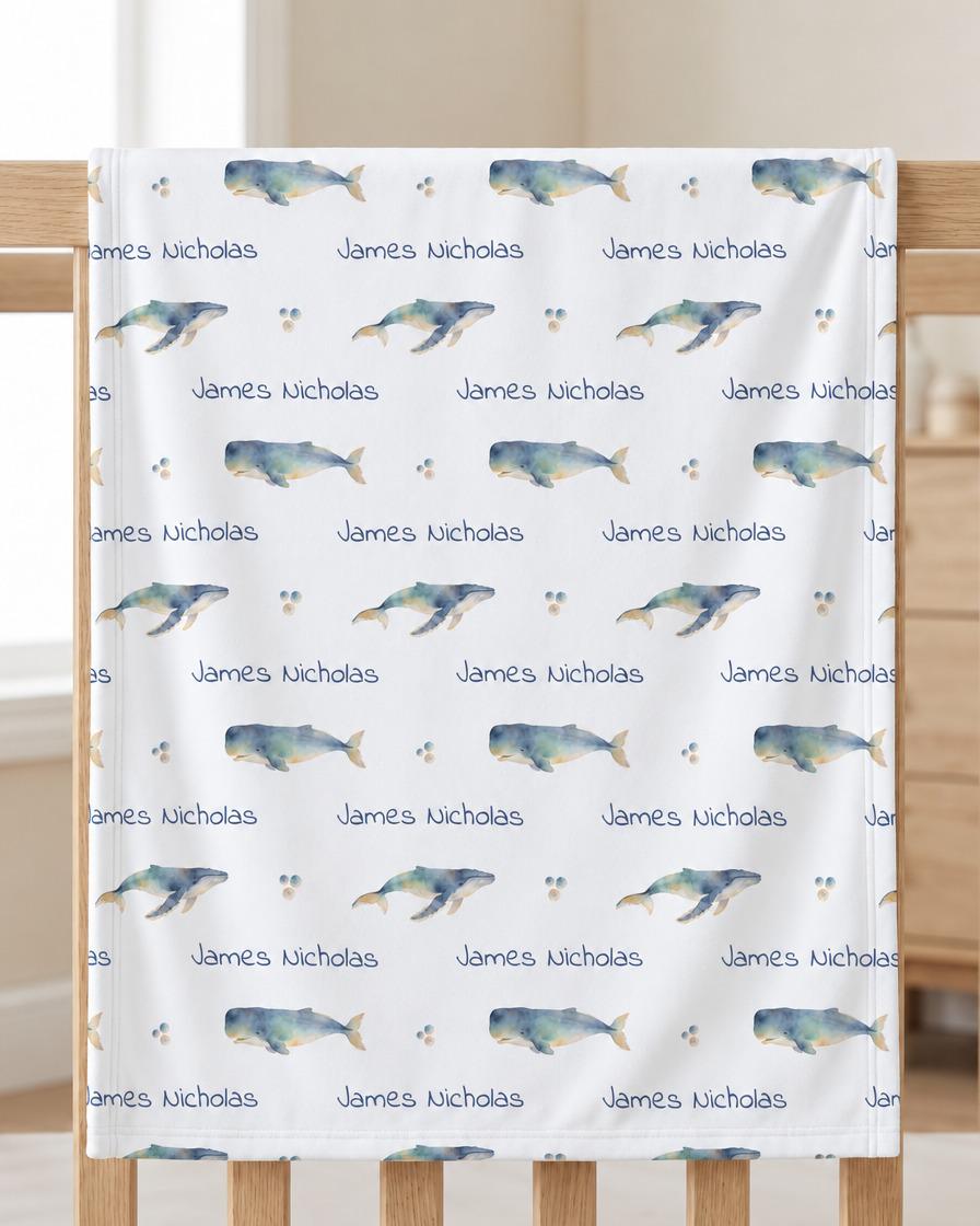 Whale rows name blanket - view 7