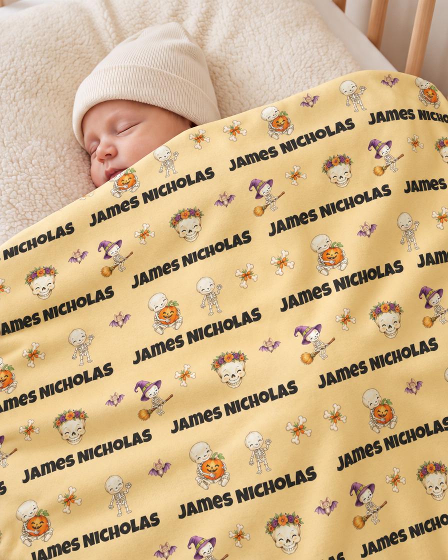 Halloween skeleton name blanket - view 6