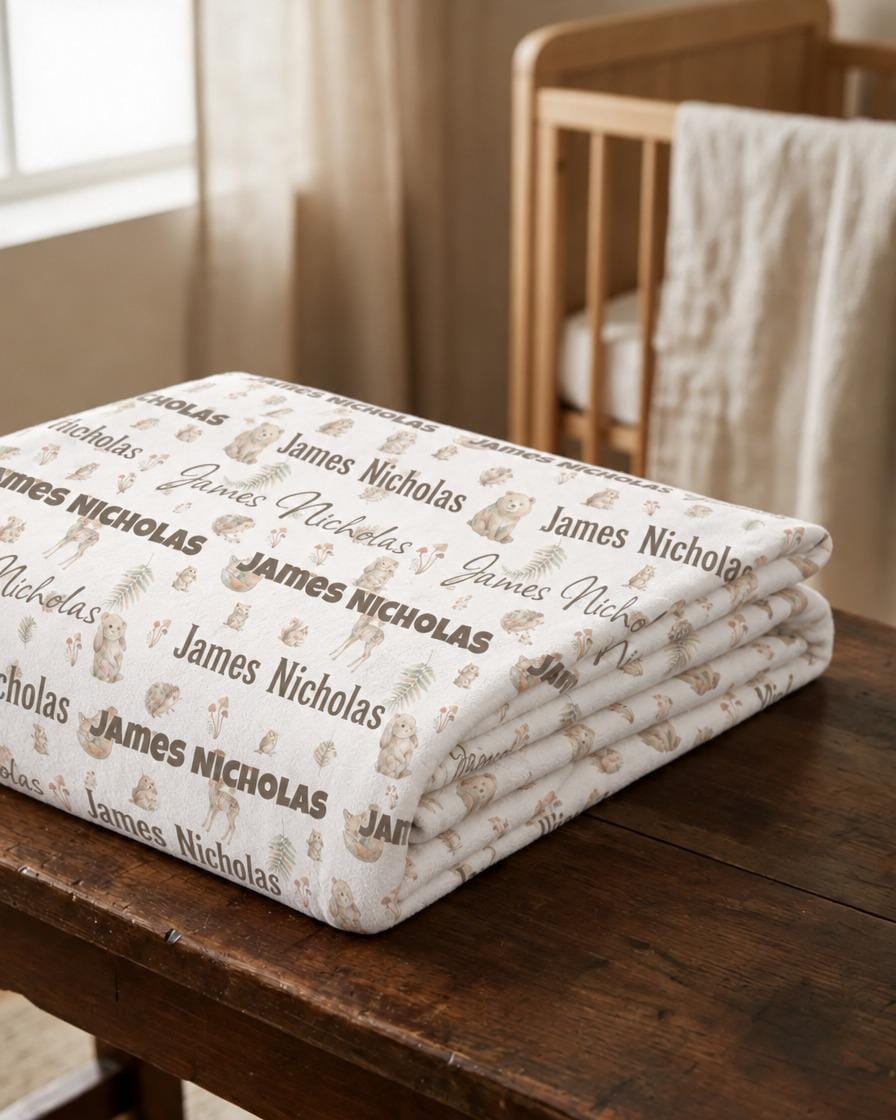 Woodland friends name blanket - view 3