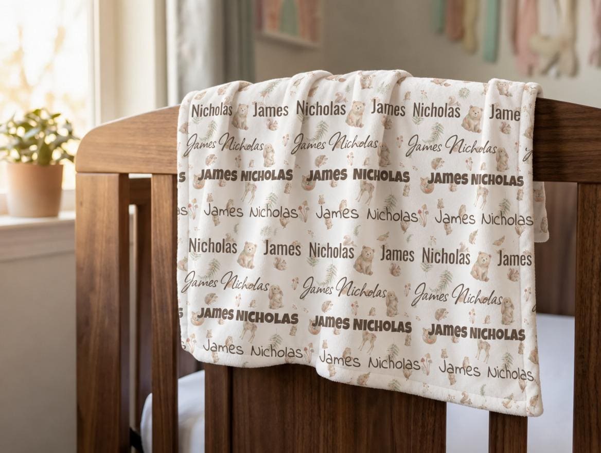 Woodland friends name blanket - view 10