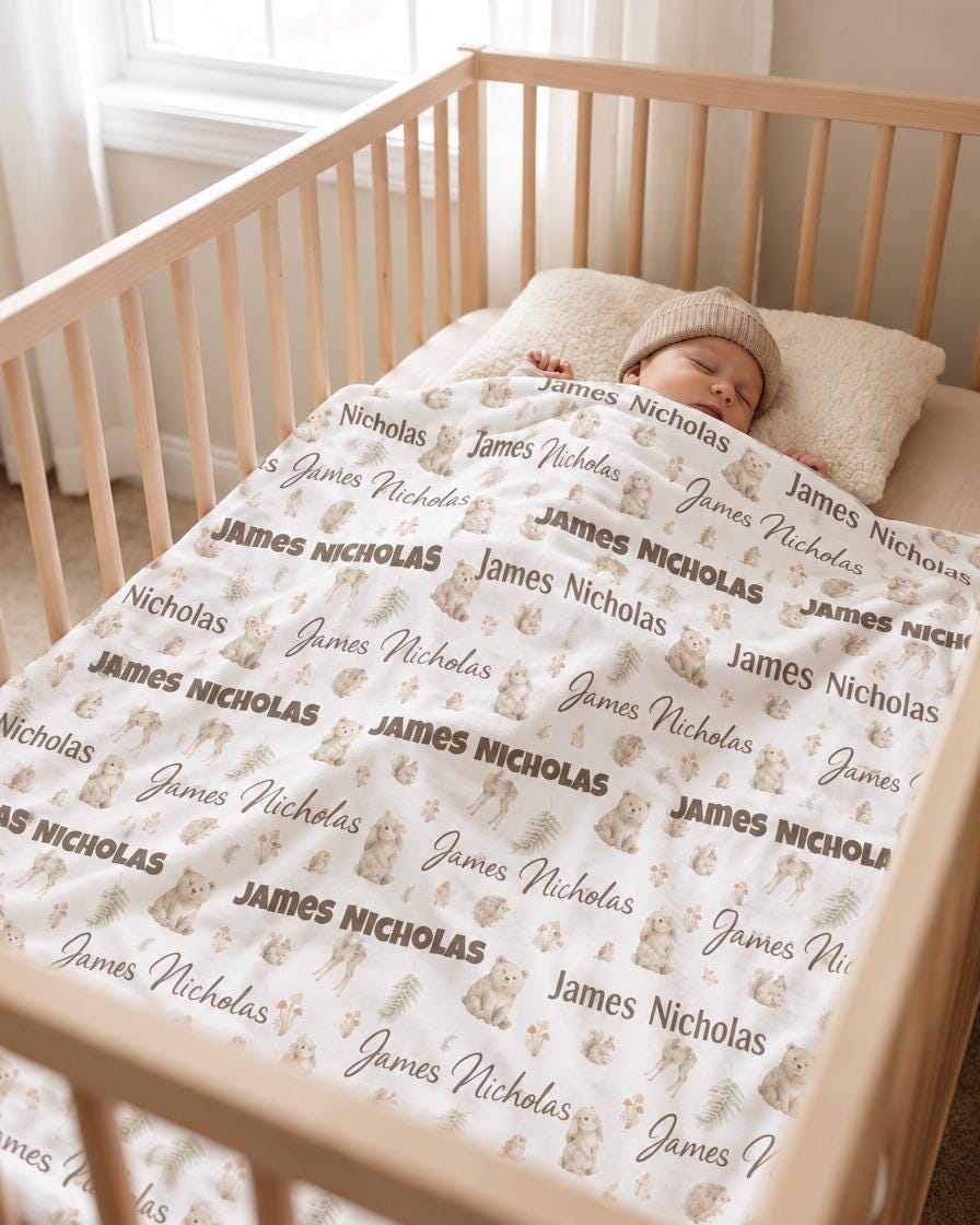 Woodland friends name blanket - view 7
