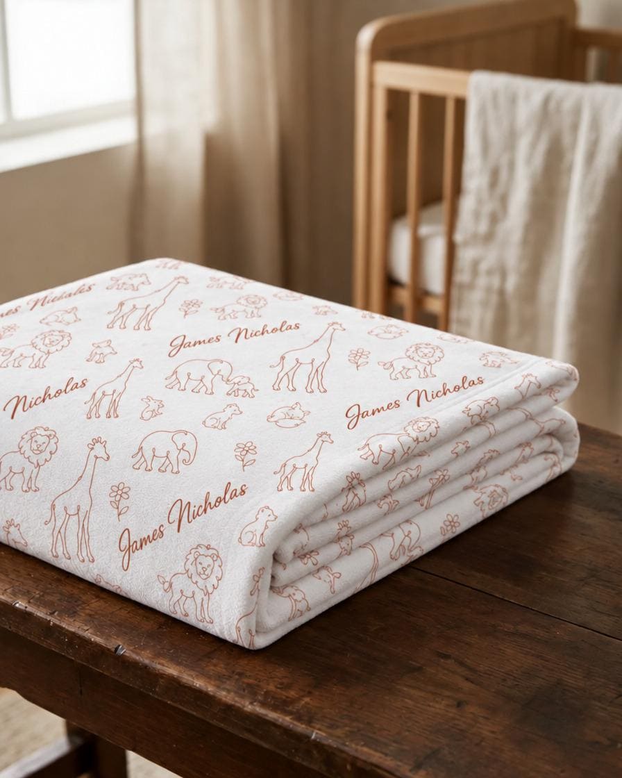 Line art animal name blanket - view 3