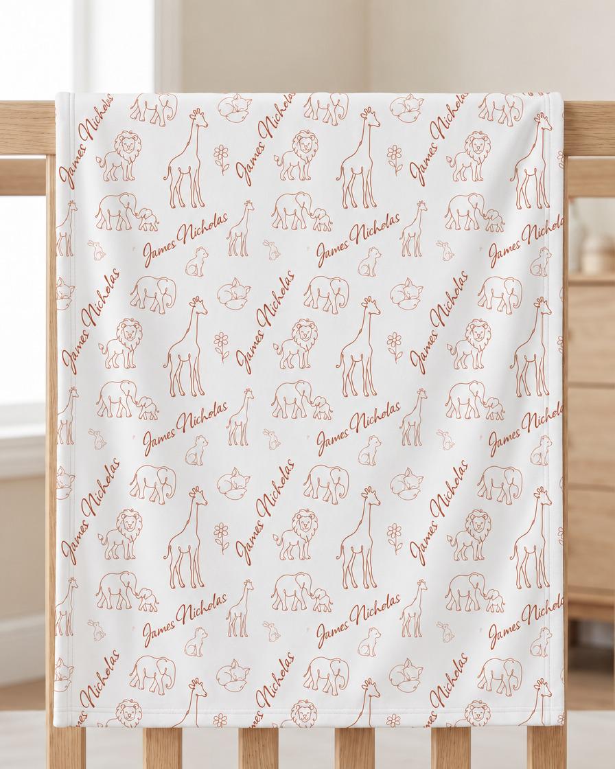 Line art animal name blanket - view 8