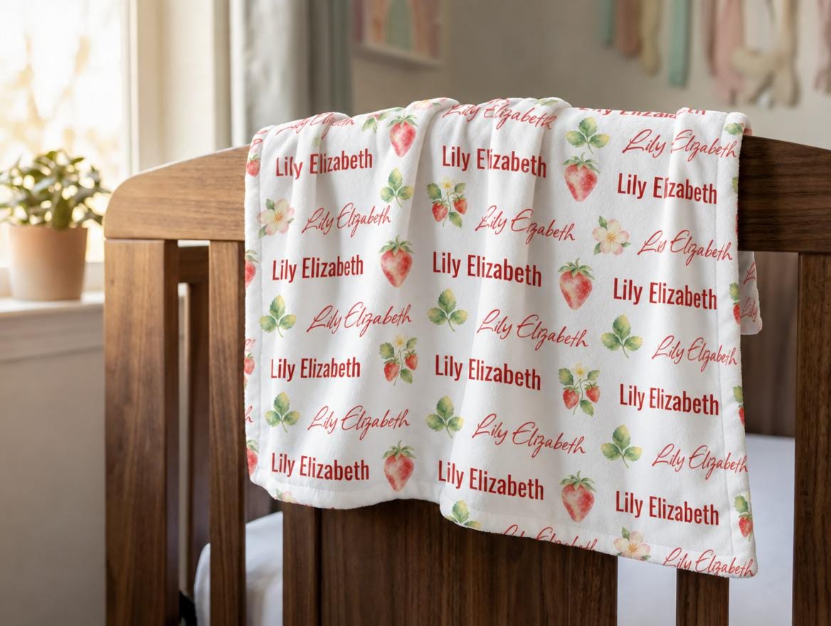 Strawberry name blanket - view 10