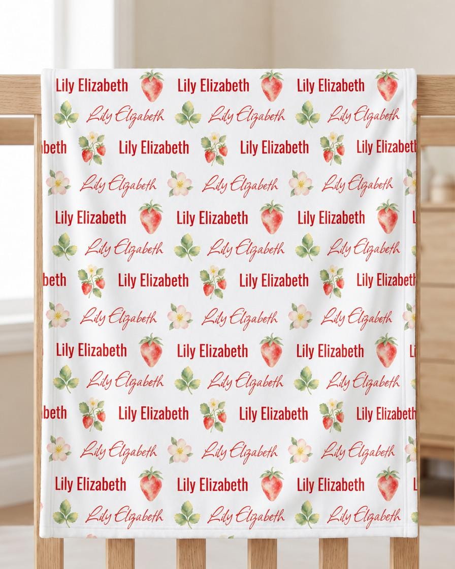 Strawberry name blanket - view 7