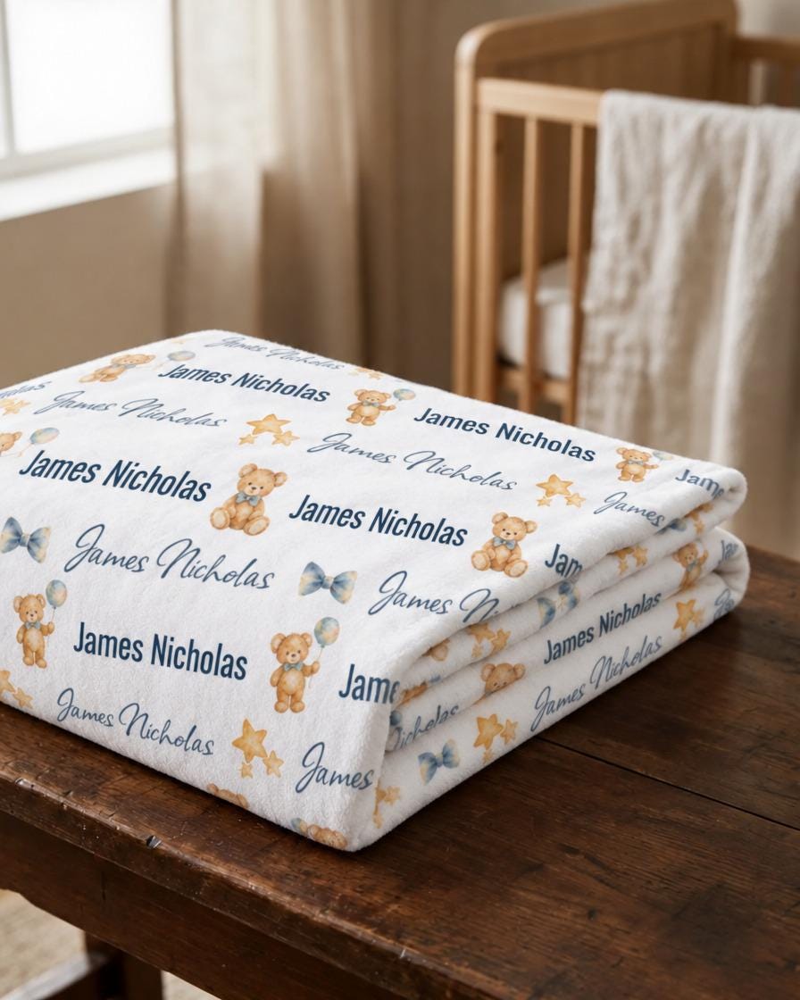 Teddy bear name blanket - view 3