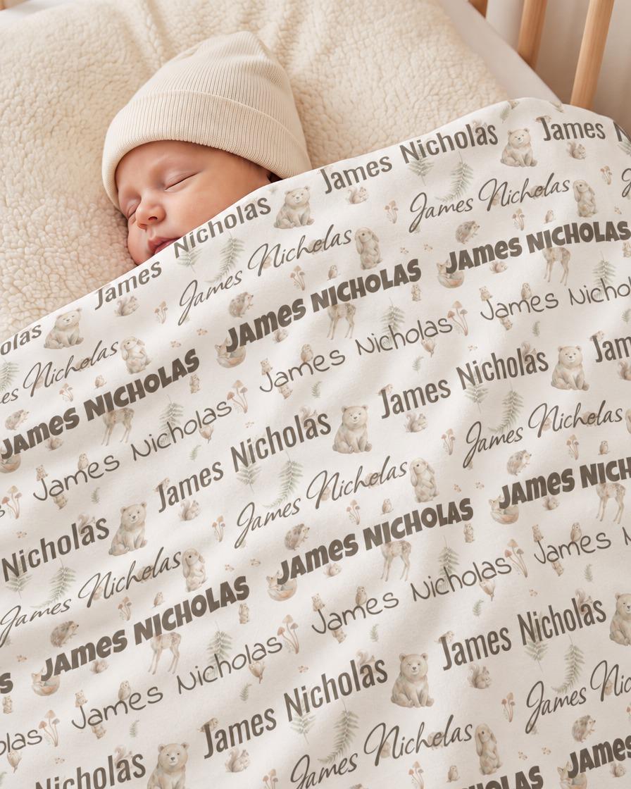 Woodland friends name blanket - view 5