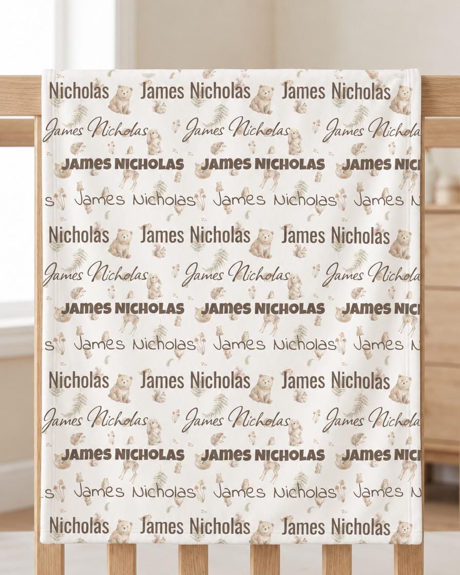Woodland friends name blanket - view 8