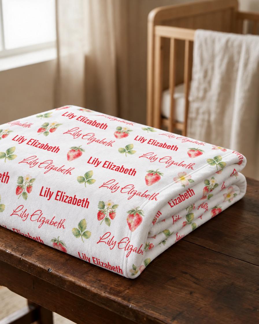 Strawberry name blanket - view 3