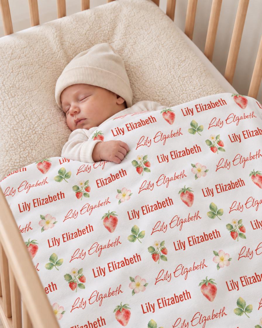 Strawberry name blanket - view 2