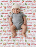Personalized strawberry baby blanket with custom name